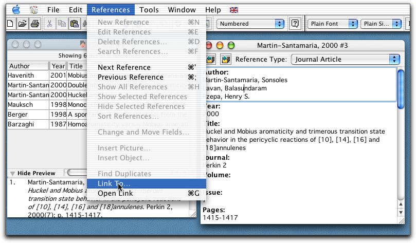 Endnote linking