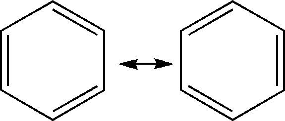 The Kekule structures of benzene.