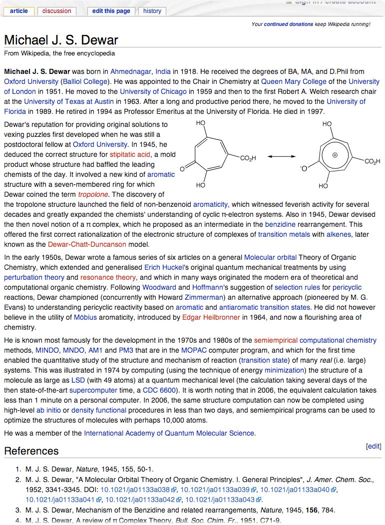 wikipedia entry for  Michael  Dewar