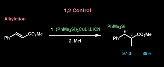 1,2 Control - conjugate addition using a silylcuprate and alkylation