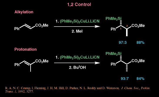 1,2 Control - conjugate addition using a silylcuprate and protonation