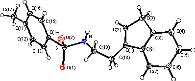 Ortep of (1-N-p-toluenesulfonyl)ethylaminoindene