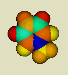 Fig. 1: Aniline atomic hardness coloured with the "rain bow" model