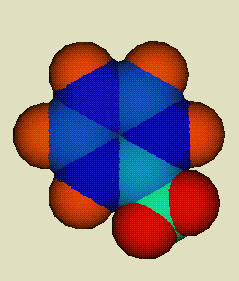 Fig. 2: Aniline atomic hardness coloured with the "intensity" model